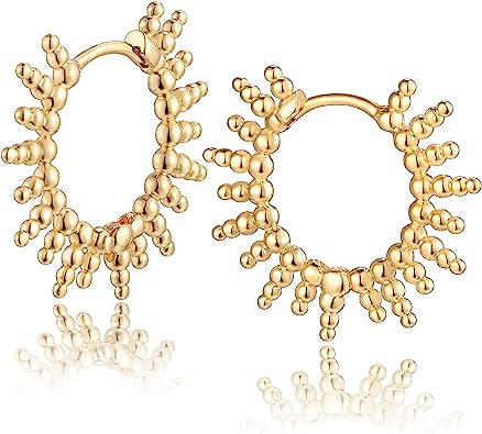 Photo 1 of Mevecco Gold Dainty Huggie Hoop Earring,18K Gold Plated Cute Tiny Drop Ball Hoop Earrings for Women