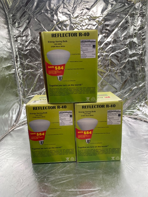 Photo 2 of 3pack of reflector R-40 , energy saving bulb , 120V 60HZ 2700k warm white light bulb ,1200 lumens  