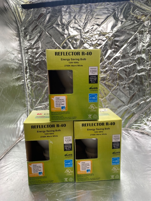 Photo 1 of 3pack of reflector R-40 , energy saving bulb , 120V 60HZ 2700k warm white light bulb ,1200 lumens  