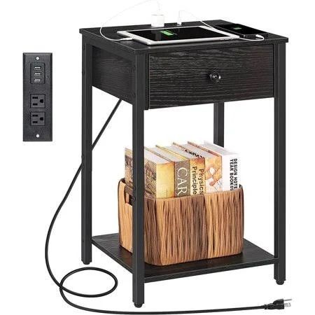 Photo 1 of Nightstand End Table with Charging Station USB Ports Drawer and Storage USB PORT IS LOCATED IN THE BACK A LITTLE DIFFERENT THEN STOCK PHOTO COLOR IS CINEROUS 
