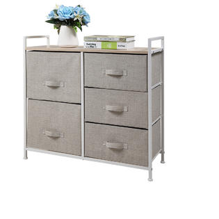 Photo 1 of 3-Tier 5 Drawers Storage Cabinet Dresser Tower Chest Fabric Bedroom Furniture