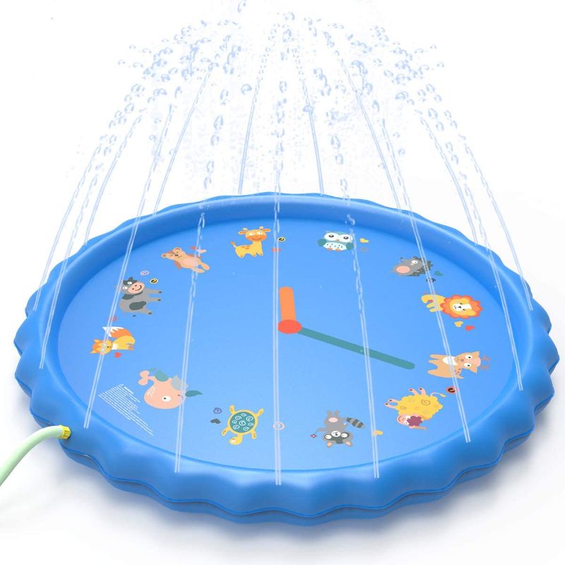 Photo 1 of Linklife Kids Sprinkler Splash Pad for Kids Ages 4-8, 68" Toddler Outdoor Toys Inflatable Wading Pool Water Play Mat for Children Boys Girls Dog Summer Outside Backyard Games Party