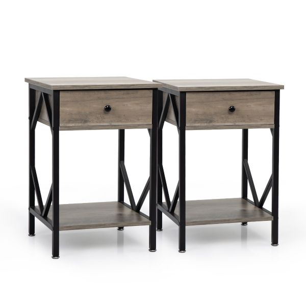 Photo 1 of JAXPETY Industrial Nightstand End Table W/Drawer, Storage Shelf For Living Room, Bedroom