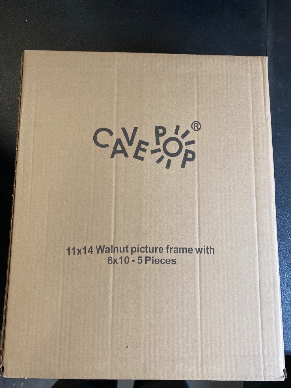 Photo 2 of Cavepop 11x14 Walnut Wood Picture Frames - Mat Cut to Display 8x10 Images - 5 Piece Set