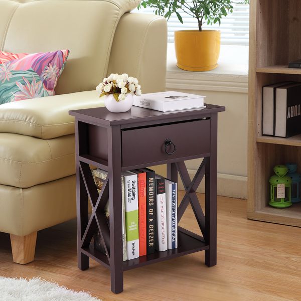 Photo 1 of Retro Low Profile Nightstand in Dark Brown