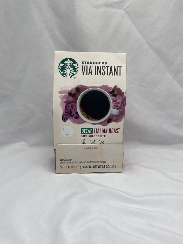 Photo 2 of Starbucks VIA Instant Coffee—Dark Roast Coffee—Decaf Italian Roast—100% Arabica—1 box (50 packets) Decaf Italian 50 Count (Pack of 1)