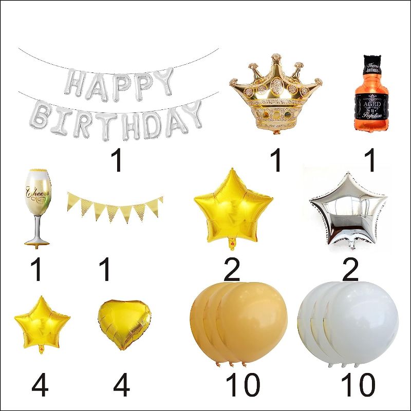 Photo 2 of Birthday atmosphere decoration balloon package Happy birthday party decoration supplies Photo props