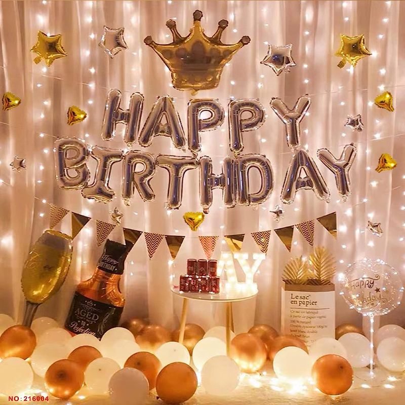 Photo 1 of Birthday atmosphere decoration balloon package Happy birthday party decoration supplies Photo props