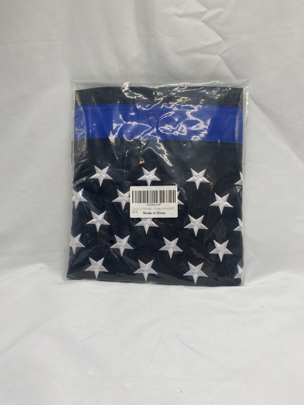 Photo 2 of Pucentra Thin Blue Line Flags 2x3 FT Embroidered Stars Police Flag Heavy Duty Back The Blue Flag Stripe Blue Line Lives Matter Flags Brass Grommets Quadruple Stitched Fly End 210D Hi-density Nylon
