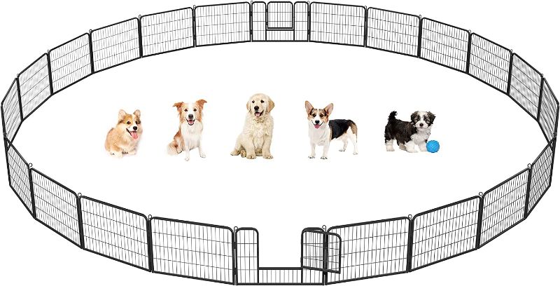 Photo 1 of Yaheetech Dog Playpen Outdoor, 24 Panel 24" Portable Pet Fence for Small/Medium Dogs Heavy Duty Foldable Indoor Cat/Puppy/Rabbit Small Animals Exercise Pen for Yard/RV/Camping Black