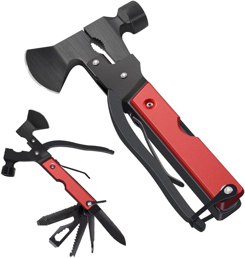 Photo 1 of Camping Multitool Hatchet Survival Tool, 15-In-1 Mini Multitool Hammer, Emergency Escape Tool with Hammer Saw Pliers Bottle Opener Durable Sheath for Outdoor Hunting Hiking