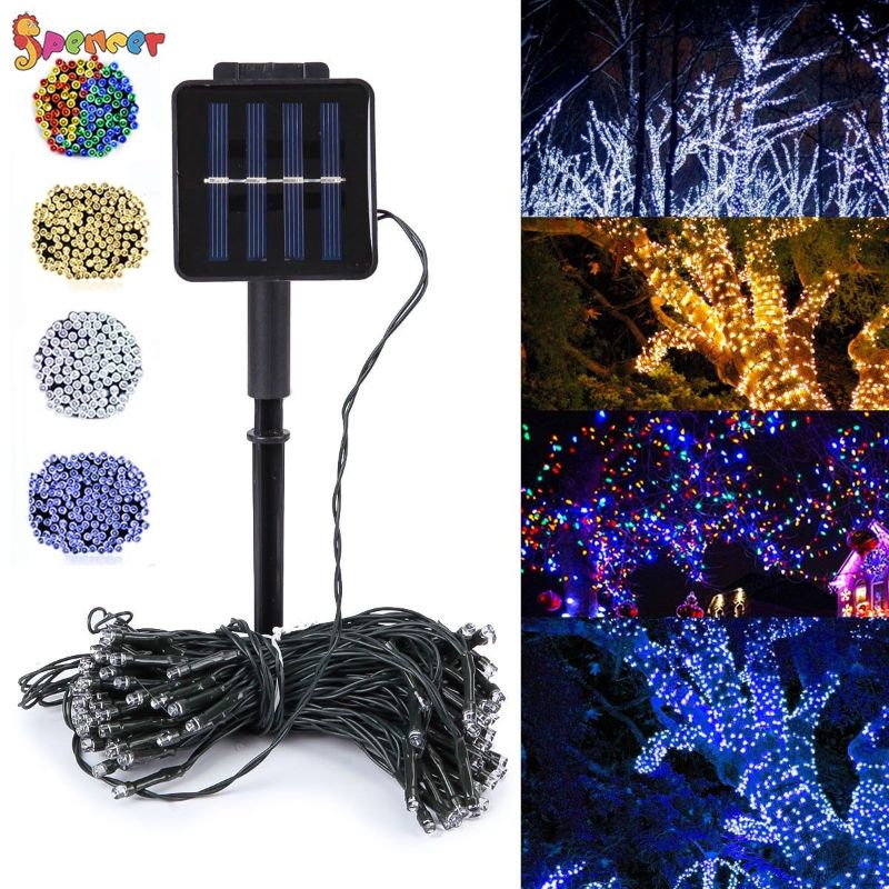 Photo 1 of Outdoor Solar String Lights 39.4ft, 100-LED Solar Fairy Lights, Waterproof 8-Lighting Modes, Decorative String Lights for Garden Patio Backyard Wedding Holiday Party (Warm White)