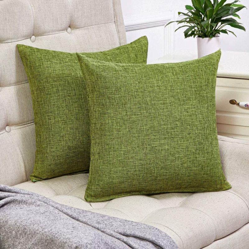 Photo 1 of Anickal Large Chartreuse Green Pillow Covers 24x24 Inch with Triple Buttons Set of 2 Chenille Rustic Farmhouse Decorative Throw Pillow Covers Square Cushion Case for Home Sofa Couch Decoration