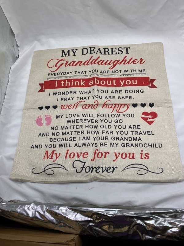 Photo 2 of Bonsai Tree My Dearest Granddaughter Pillow Covers, Love Blessing Quotes from Grandma Pillow Cases, My Love for You is Forever Linen Throw Pillow Covers for Grandchild 18"x18" (2 pcs)