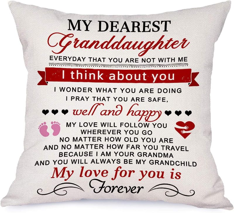 Photo 1 of Bonsai Tree My Dearest Granddaughter Pillow Covers, Love Blessing Quotes from Grandma Pillow Cases, My Love for You is Forever Linen Throw Pillow Covers for Grandchild 18"x18" (2 pcs)