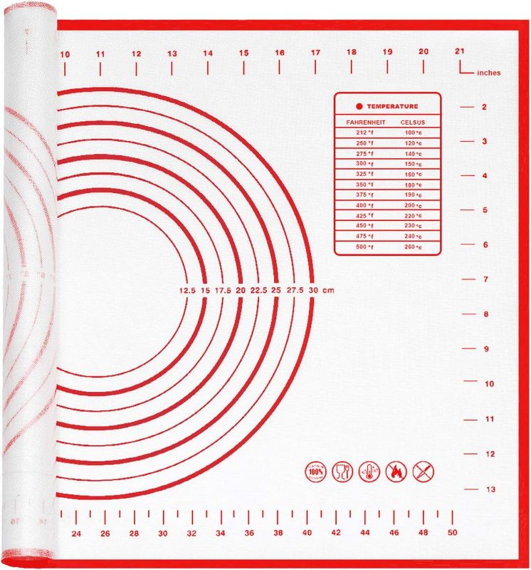 Photo 1 of Silicone Pastry Mat For Rolling Dough Mat,Extra Thick Nonstick Fondant Mat To Roll And Cut With Measurement,Counter Mat,Dough Mat,Baking Mat,Baking Tools And Accessories For Counter