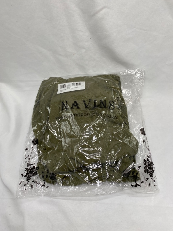 Photo 2 of NAVINS Womens Slim Fit Backless V Neck Hi-Lo Pleated Wrap Bodycon Cami Midi Dress NA1004 (S,Army Green)
