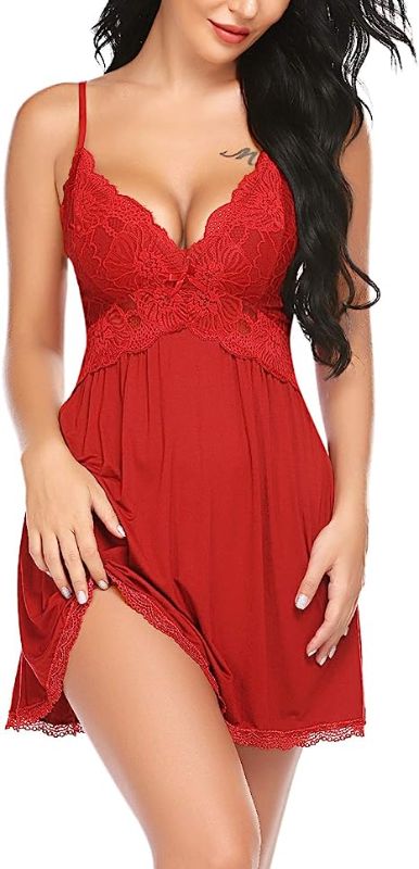 Photo 1 of Avidlove sexy robes for women lace short kimono nightgown lingerie set (L, red)