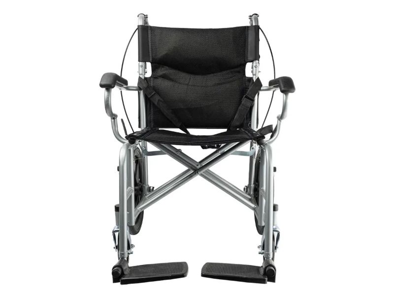Photo 1 of Wheelchair Lightweight Folding Portable Transport Chair with Bags Solid Tires Seatbelt Hand Brakes