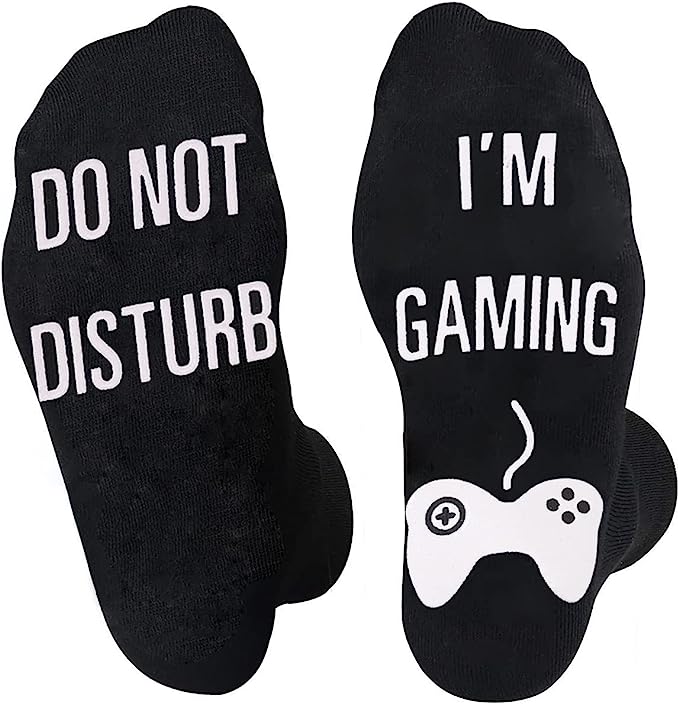 Photo 1 of Folouse Do Not Disturb I'm Gaming Socks, Fathers Day Basket Stuffers Mens Gifts for Dad Husband, Novelty Birthday Gifts (2 pcs)