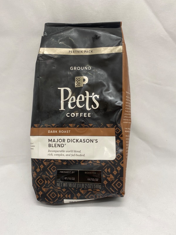 Photo 3 of Peet's Coffee, Dark Roast Ground Coffee - Major Dickason's Blend 18 Ounce Bag Major Dickason's 18 Ounce (Pack of 1)