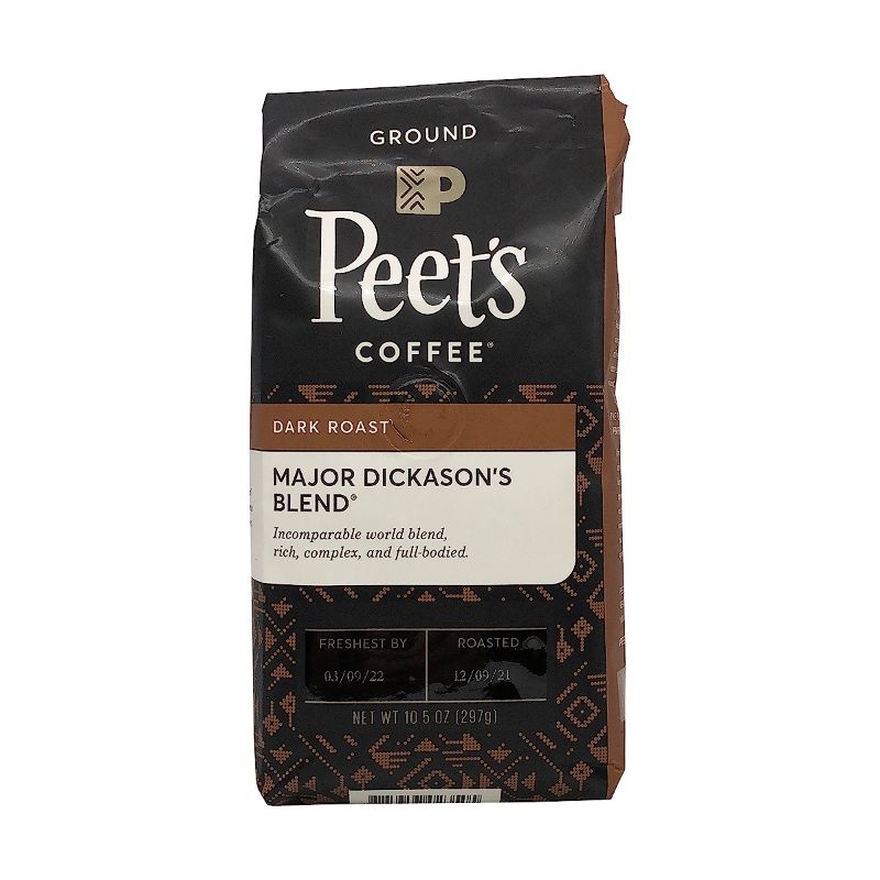 Photo 1 of Peet's Coffee, Dark Roast Ground Coffee - Major Dickason's Blend 18 Ounce Bag Major Dickason's 18 Ounce (Pack of 1)