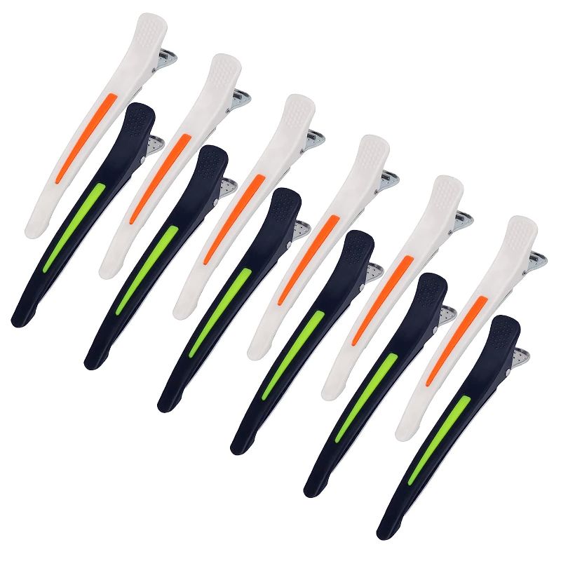 Photo 1 of Gootty Hair Clips for Styling Sectioning 4.7 Inch Long Professional Duck Billed Hair Clips 6 PCS Nonslip Salon Clips with Silicone Band (2 pcs)