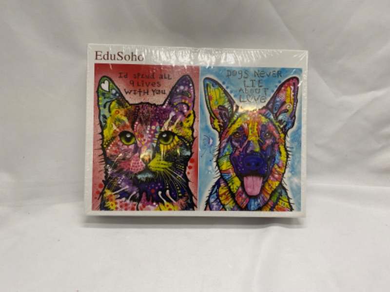 Photo 2 of Wood Puzzles 500 Pieces for Adults - EduSoho Dog & Cat Double Sided Jigsaw Puzzle, 20” x 15”