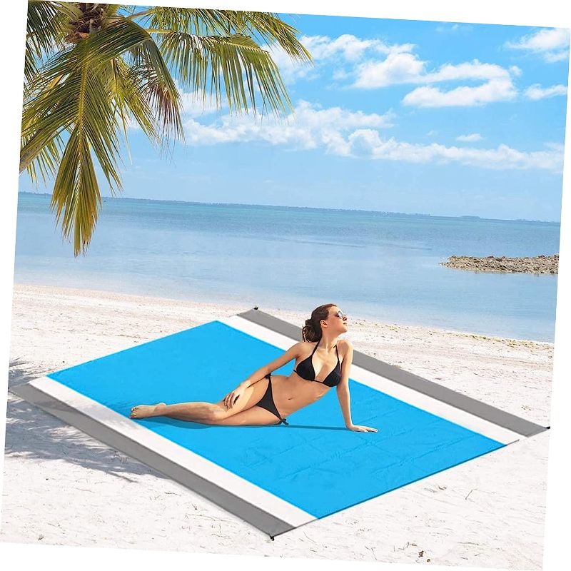 Photo 2 of Beach Blanket Beach Rug for Sand Outdoor Rug for Camping Sand Free Beach Mat Beach Blanket No Sand Picnic Rug Large Picnic Rug Picnic Pad Camping Accessories Pocket