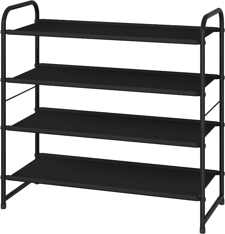 Photo 1 of Simple Trending 4-Tier Stackable Shoe Rack, Expandable & Adjustable Fabric Shoe Shelf Storage Organizer, Black
39"x 11"x 22"