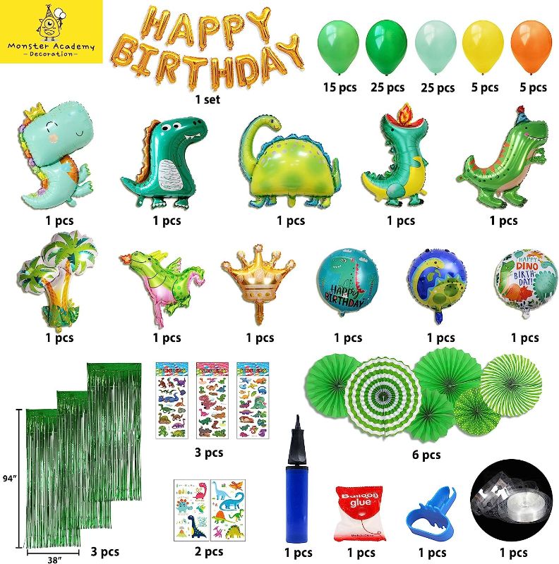 Photo 2 of Dinosaur Birthday Party Decorations, Huge Dinosaur Birthday Balloon, Balloon Arch Garland, Baby Dinosaur Birthday, BALLOON PUMP ARE INCLUDED. FREE DINO STICKERS (DINOSAUR BIRTHDAY PARTY SUPPLIES)
