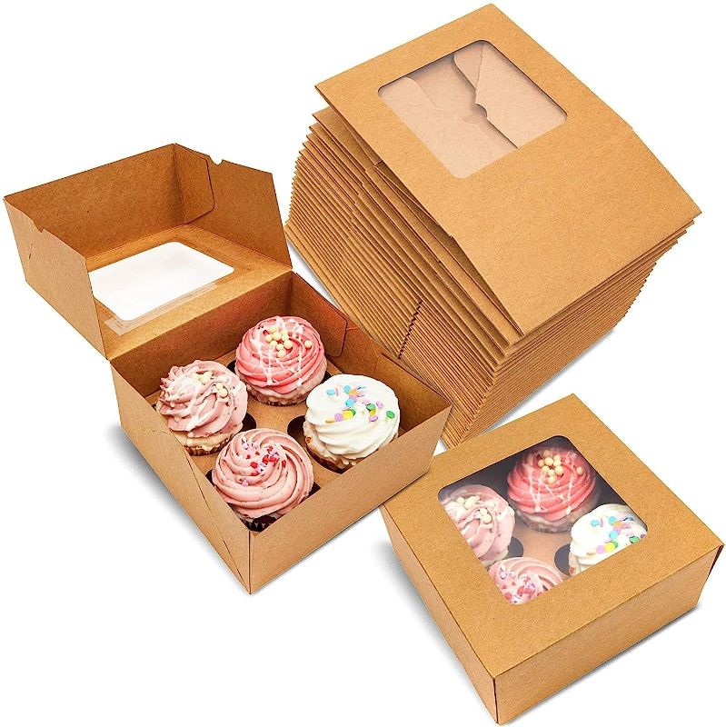 Photo 1 of Cupcake Boxes with 4 Inserts and Window for Weddings and Birthdays