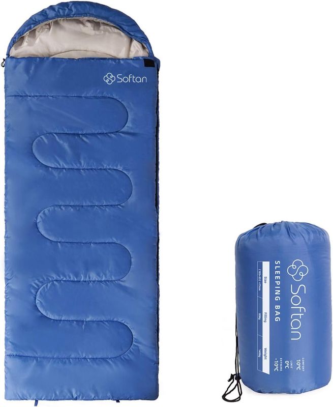 Photo 1 of softan Camping Sleeping Bag with Compression Sack, 4 Season Lightweight & Waterproof for Adults Hiking, Traveling & Outdoor Activities