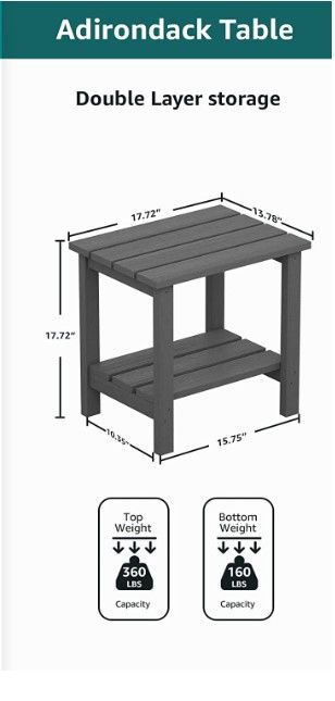 Photo 1 of SERWALL Weather Resistant Adjustable Backrest Adirondack Chair Side Table, Adriondack 