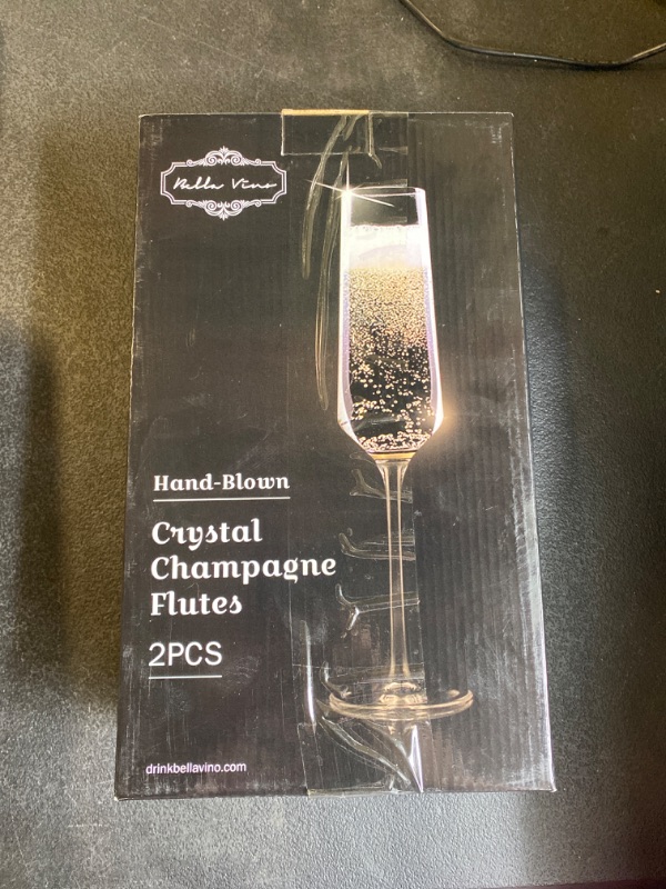 Photo 1 of Bella Vino Hand Blown Crystal Champagne Flutes (2 pcs)