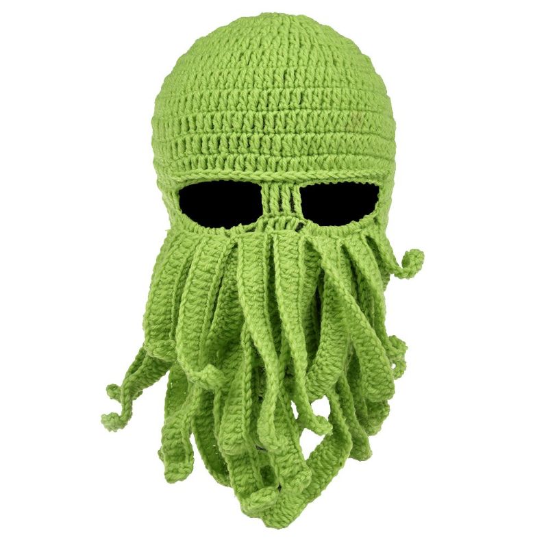 Photo 1 of Octopus Beard Beanie Wool Hat - Winter Warm Knit Face Mask Fun Cold Weather Ski Halloween Costume Cover Cap for Men Women (2 Pack)