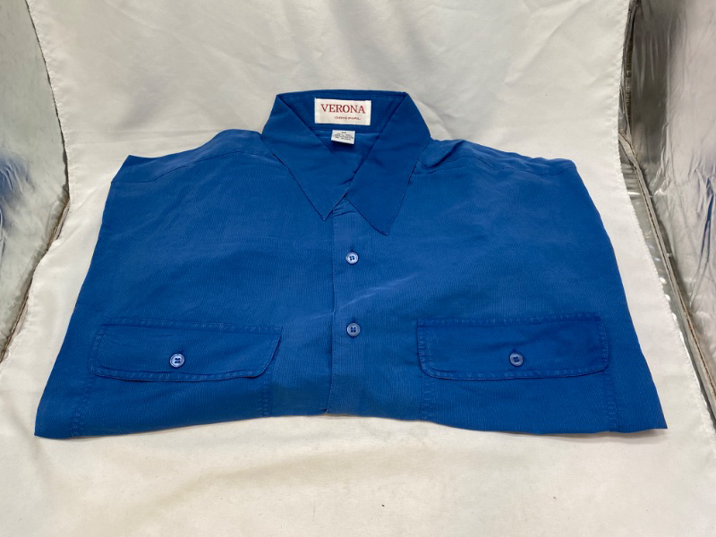 Photo 1 of Verona silk medium button up shirt blue