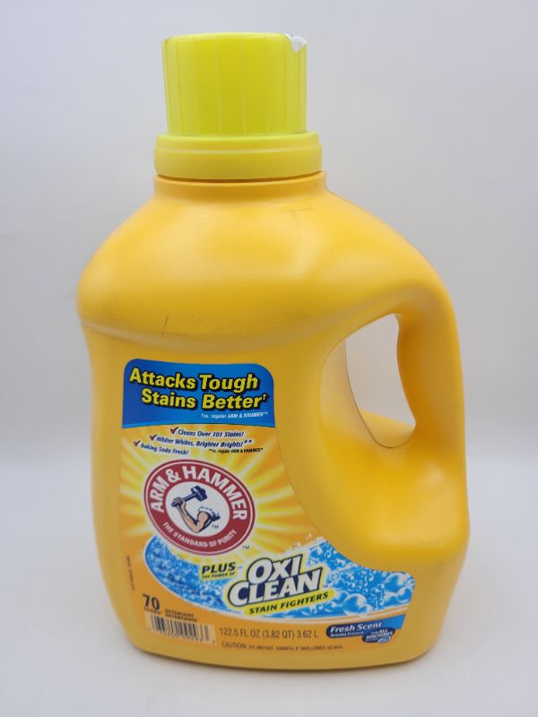 Photo 2 of Arm & Hammer Liquid Laundry plus OxiClean Stain Fighters, fresh scent, 122.5 Ounce 70 LOADS