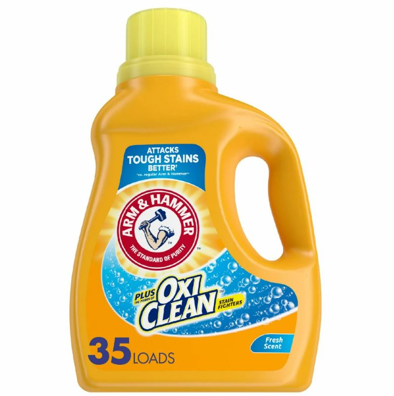 Photo 1 of 2 pack ARM & HAMMER Plus OxiClean Stain Fighters, 35 Loads Liquid Laundry Detergent, Fresh Scent 61.25 Fl Oz