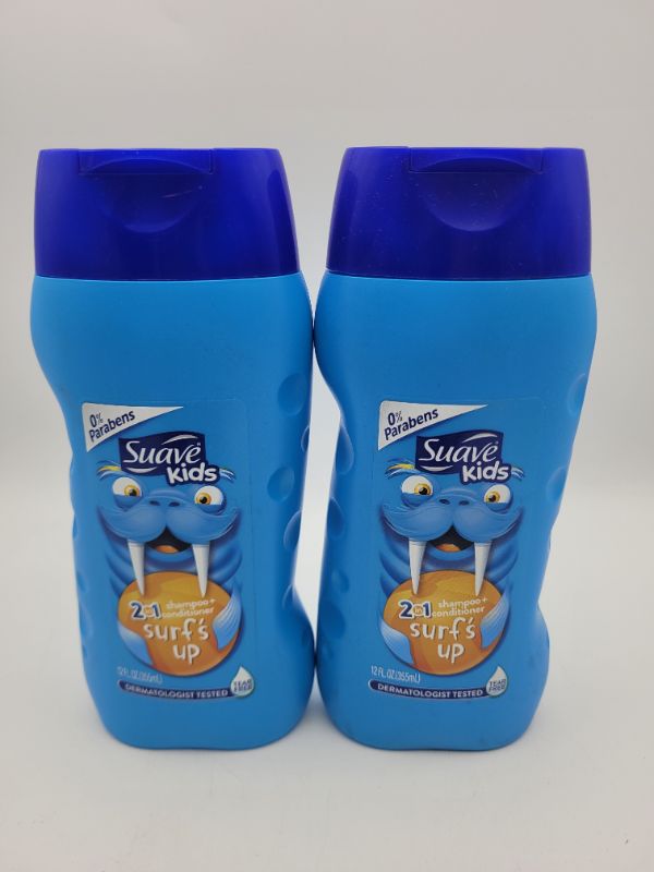Photo 2 of (2 PACK) Suave 2 in 1 Shampoo and Conditioner For Gentle Cleaning and Detangling Surf's Up Hypoallergenic, Coconut, Fresh, 12 Fl Oz