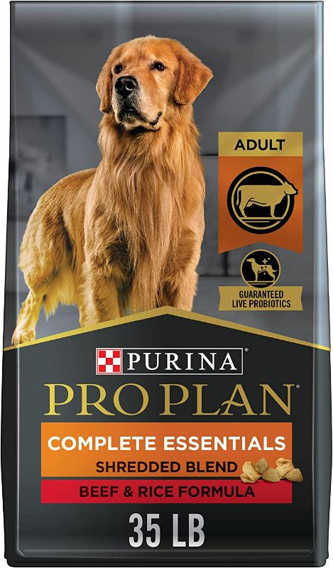 Photo 1 of Purina Pro Plan High Protein Dog Food With Probiotics for Dogs, Shredded Blend Beef & Rice Formula - 35 lb. Bag
