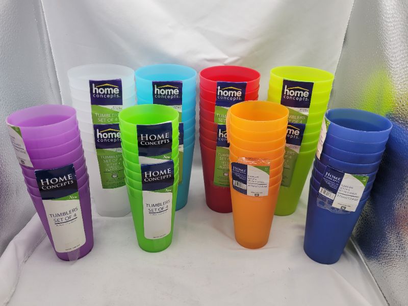Photo 2 of 64 Count HomeConcepts Assorted Color BPA Free Tumblers 32 18oz, 32 12.6oz (8 of each color)