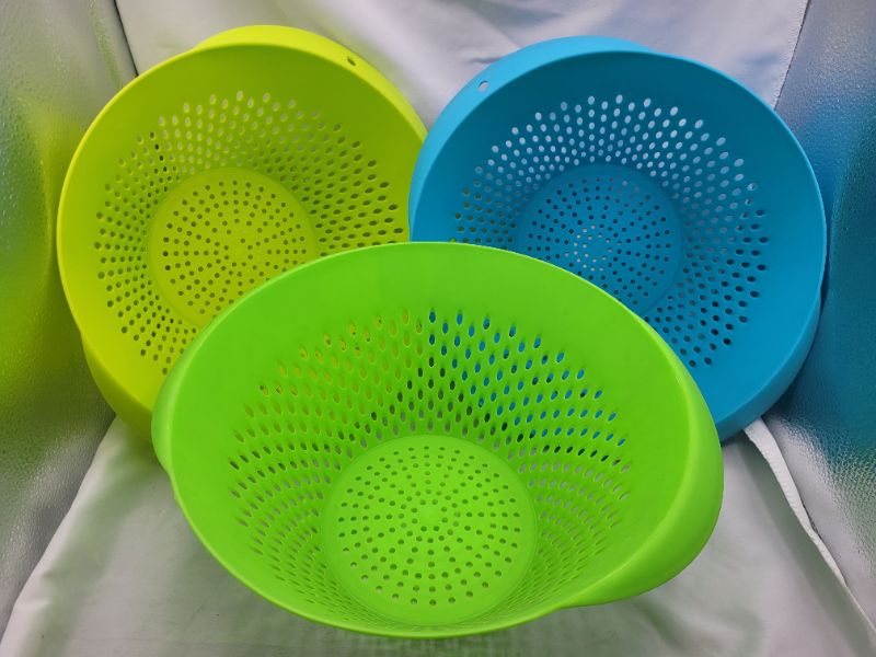 Photo 2 of Home Concepts Colander 11.5inch, Large, Deep 3 Pack Blue, Green, Lime Green