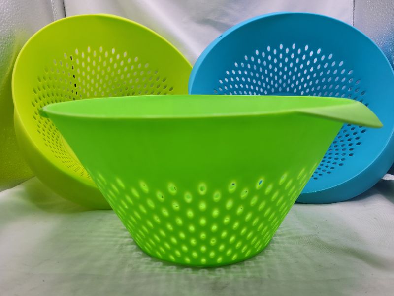 Photo 1 of Home Concepts Colander 11.5inch, Large, Deep 3 Pack Blue, Green, Lime Green