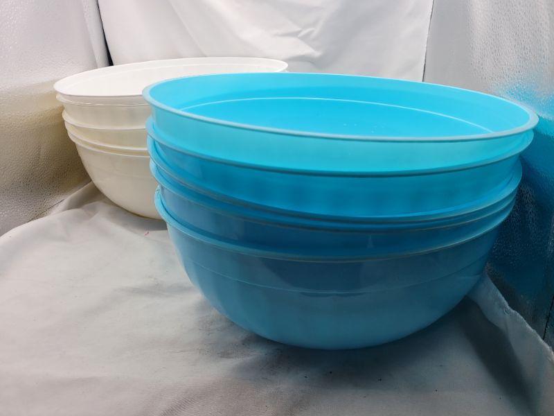 Photo 2 of 10 Count Home Concepts Large 6L BPA Free Plastic Salad Serving Bowls (White, Blue 5 each color)