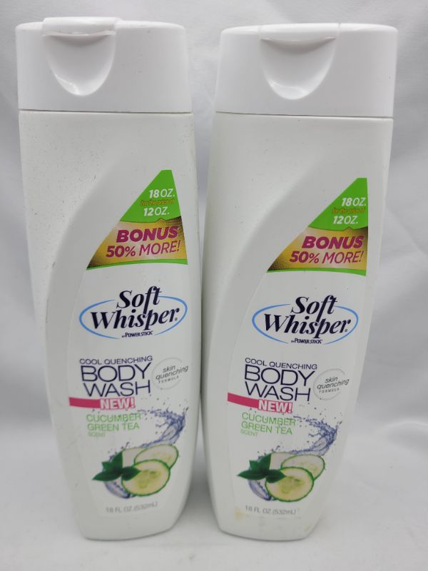 Photo 2 of 2 pack Soft Whisper Cool Quenching Body Wash Cucumber Green Tea Scent 18 Oz
