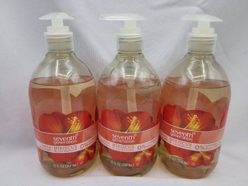 Photo 3 of 3 pack Seventh Generation Hand Wash, Natural, Hibiscus & Cardamom - 12 fl oz