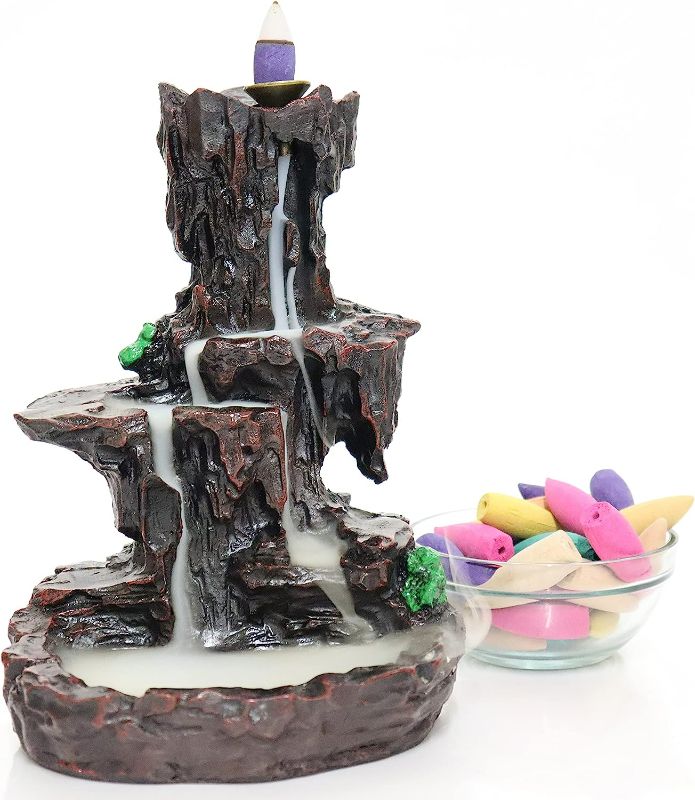 Photo 1 of Wolk Fall Resin Mountain Fall Backflow Waterfall Incense Burner, Attractive Home Decoration Incense Holder, Aromatherapy & Environment Cleansing