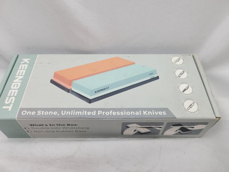 Photo 2 of Sharpening Stone Whetstone Set 2 Side Grit 400/1000 Kitchen Knife Sharpener Stone Wet Stones for Sharping Knives Kit with Non-slip Rubber Base Green