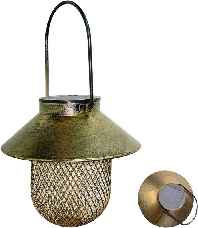 Photo 1 of Solar Lantern, LETMY 2 Pack Outdoor Hanging Metal Retro Solar Lights Festive Decorative Solar Lanterns Outdoor Waterproof Solar Garden Lights for Tree Fence Patio Pathway Yard